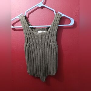 Ribbed Knit Tank Top in Olive Green